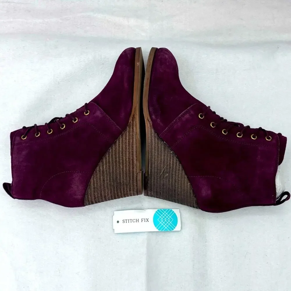 NWT Diba Blake Suede Bootie size 7 Burgundy Ankle Boot Wedges Stitch Fix
